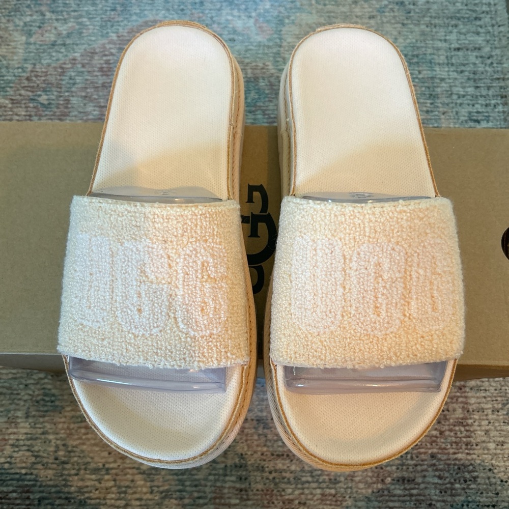 UGG Tan Fuzzy Slide Sandals